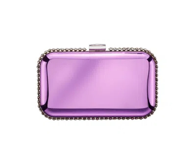 Nina Metallic Minaudiere With Cystal Adorned Edge In Orchid