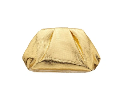 Nina Metallic Pleated Frame Clutch Handbag In Gold