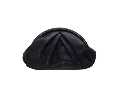 Nina Metallic Sheen Soft Pleated Clutch In Black