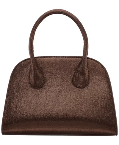Nina Metallic Small Bowling Handbag In Brown
