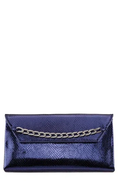 Nina Metallic Snake Embossed Flap Bag In White