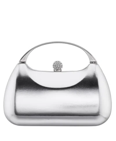 Nina Minaudiere With Metal Handle Clutch In Silver
