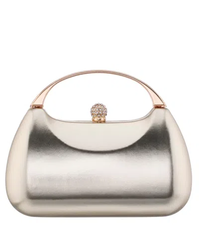 Nina Minaudiere With Metal Handle Clutch In Neutral