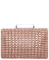 Nina Mini Crystal Encrusted Minaudiere Lift Lock Clutch In Brown