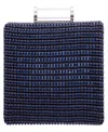 Nina Mini Crystal Encrusted Minaudiere Lift Lock Clutch In Blue