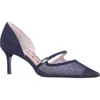 Nina Nashly Pointed Toe Cap Toe Mary Jane Pump In Blue