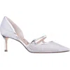 Nina Nashly Pointed Toe Cap Toe Mary Jane Pump In Silver