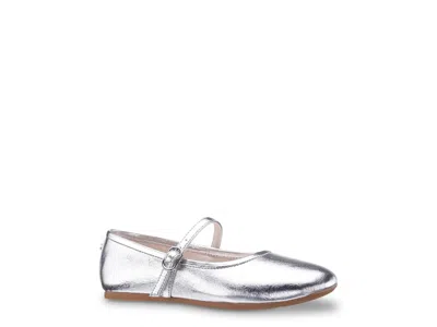 Nina Nicola Mary Jane Flat Kids' In Silver Metallic