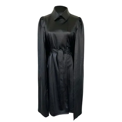 Nina Nieves Women's Bianca Vegan Leather Long Belted Cape - Black