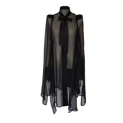 Nina Nieves Women's Black Siena Silk Chiffon Cape