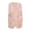 Nina Nieves Women's Pink Rosé Ostrich Feather Vest In Pink