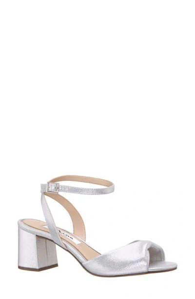 Nina Nigella Glitter Ankle Wrap Sandal In Silver