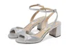 Nina Nigella Sandal Womens Us 6 Silver Adjustable Ankle Strap Block Heel Zpo2962