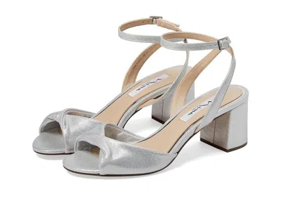 Nina Nigella Sandal Womens Us 6 Silver Adjustable Ankle Strap Block Heel Zpo2962