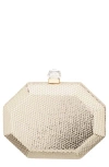 Nina Octagonal Minaudière Frame Clutch In Red