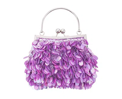 Nina Paillette Frame Pouch In Royal Lilac Ab