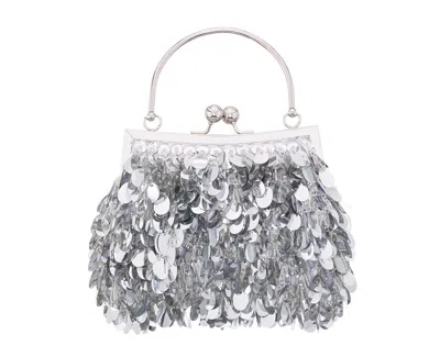 Nina Paillette Frame Pouch In Silver
