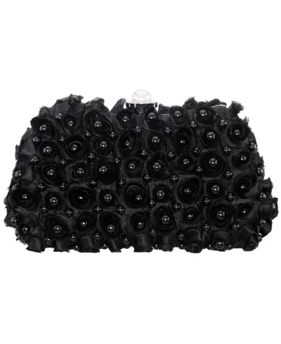 Nina Paloma All Over Imitation Pearl Small Clutch Handbag In Black