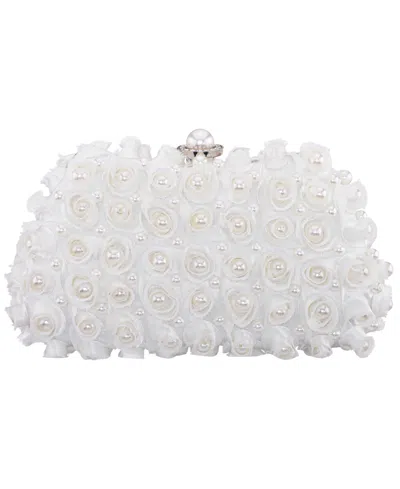 Nina Paloma All Over Imitation Pearl Small Clutch Handbag In White