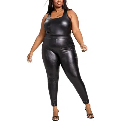 Nina Parker Faux Leather High Rise Leggings - Plus In Black