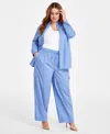 Nina Parker Plus Size Affirmation Boxer Cargo Pants In Blue Print