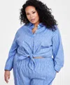 Nina Parker Affirmation Blouse Ruched Tank Top Affirmation Cargo Pants In Blue Print