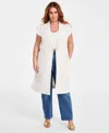 Nina Parker Plus Size Clasp-front Duster Vest In Winter Oat