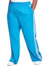 Nina Parker Plus Womens Colorblock High Rise Wide Leg Pants In Blue