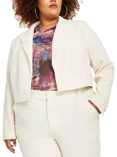 Nina Parker Plus Womens Crepe Open-front Blazer In Multi