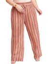Nina Parker Plus Womens Crochet Drawstring Hem Wide Leg Pants In Multi