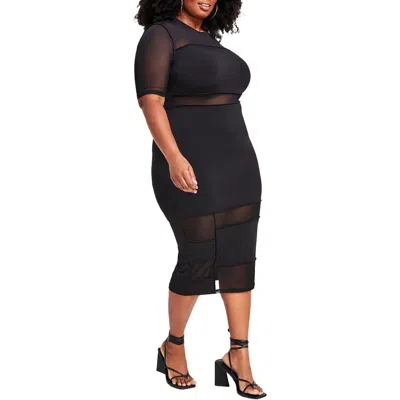 Nina Parker Plus Womens Elbow Sleeve Long Maxi Dress In Black