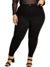 Nina Parker Plus Womens High Rise Knit Skinny Jeans In Black