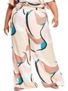 Nina Parker Plus Womens High-rise Printed Wide Leg Pants In Multi