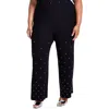 Nina Parker Plus Womens Jeweled Rayon High-waisted Pants In Black