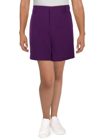 Nina Parker Plus Womens Mid Rise Knee Length Flat Front In Purple