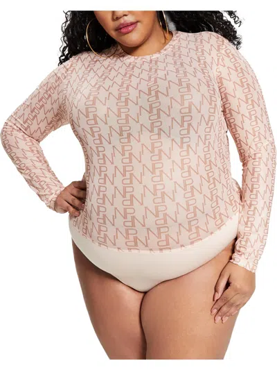 Nina Parker Plus Womens Monogram P Polyester Bodysuit In Multi