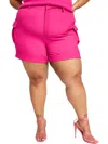 Nina Parker Plus Womens Pockets Stretch Cargo Shorts In Pink