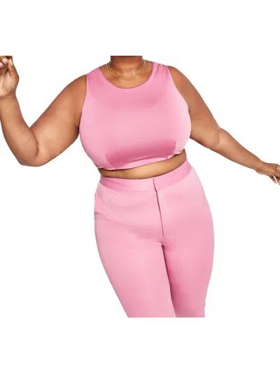 Nina Parker Plus Womens Polyester Crewneck Tank Top In Pink