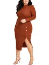 Nina Parker Trendy Plus Size Ruched Slinky Dress In Gold