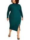 Nina Parker Trendy Plus Size Ribbed Mock-neck Bodycon Dress In Multi