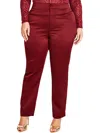 Nina Parker Plus Womens Satin High Rise Straight Leg Pants In Red