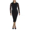 Nina Parker Plus Womens Sheer Polyester Midi Dress In Black