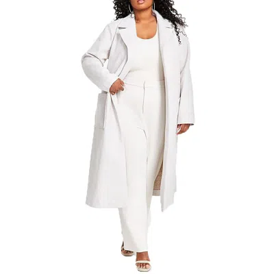 Nina Parker Plus Womens Shoulder Pads Polyester Trench Coat In White