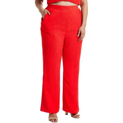Nina Parker Plus Womens Textured Manmade Wide Leg Pants