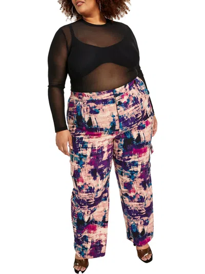 Nina Parker Plus Womens Tie-dye Polyester Cargo Pants In Multi