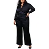 Nina Parker Plus Womens Tropical Print Pull On Wide Leg Pants In Blue