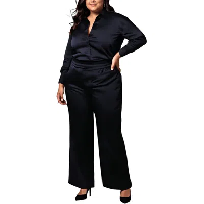 Nina Parker Plus Womens Tropical Print Pull On Wide Leg Pants