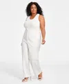Nina Parker Trendy Plus Scuba Straight-leg Pull-on Pants In Winter Oat