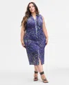 Nina Parker Trendy Plus Size Ombre Ruched Bodycon Dress In Blue