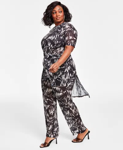 Nina Parker Trendy Plus Size Printed Mesh Pants, Created For Macy's In Paint Clbk